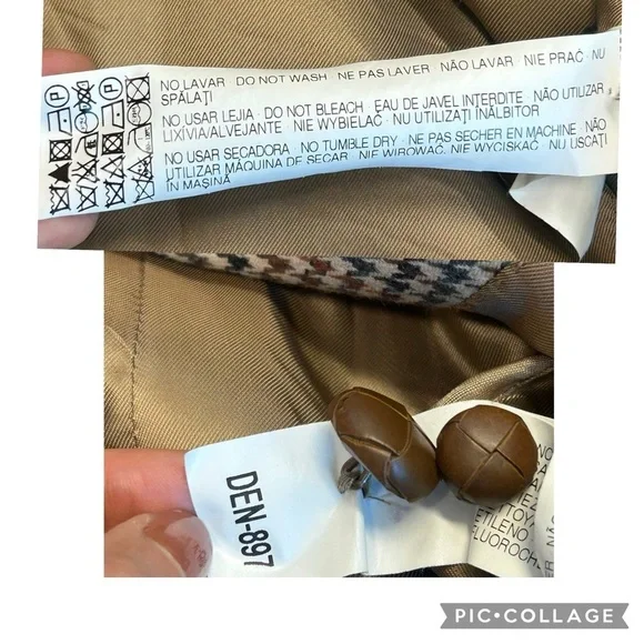 Zara tan brown houndstooth check plaid single breasted button front blazer Sz XS - Picture 14 of 15